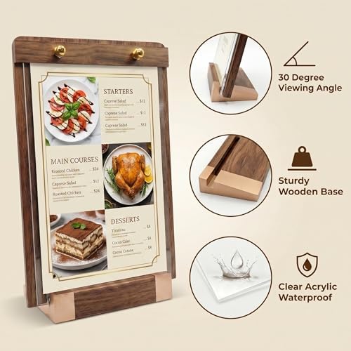 3 Pack 6 x 8 Wood Sign Holders with Slanted Base, Table top Display - Image 3
