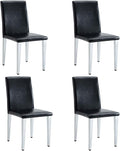 Dining Chairs Set of 4,Faux Leather with Chrome Plate Metal Legs,Armless Kitchen Room Chairs Set of 4,Max Load 300 Lbs,High Back Modern Design for Home Kitchen Living Room Bedroom