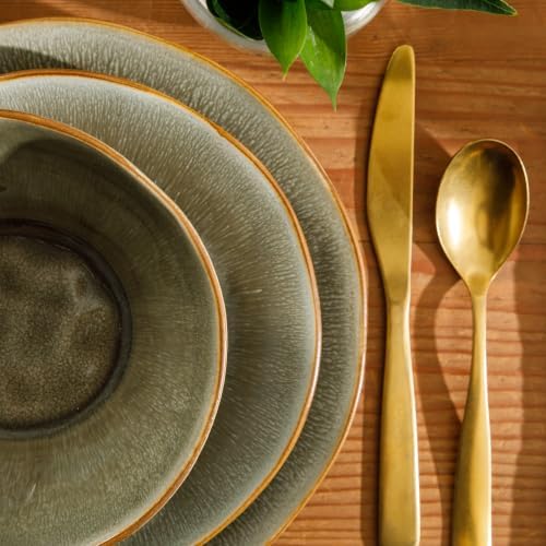 Gibson Elite Plates and Bowls Set, 12 Piece Dinnerware Set for 4, Sage - Image 7