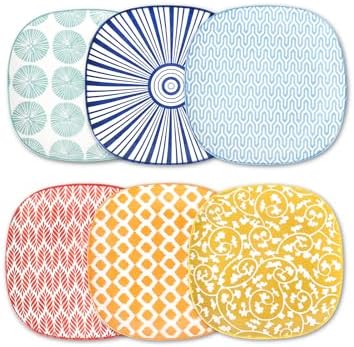 Selamica Porcelain Small Plates - 6 Inch Dessert, Appetizer & Salad Plates - Microwave & Dishwasher Safe - Set of 6 - Assorted Color by Selamica
