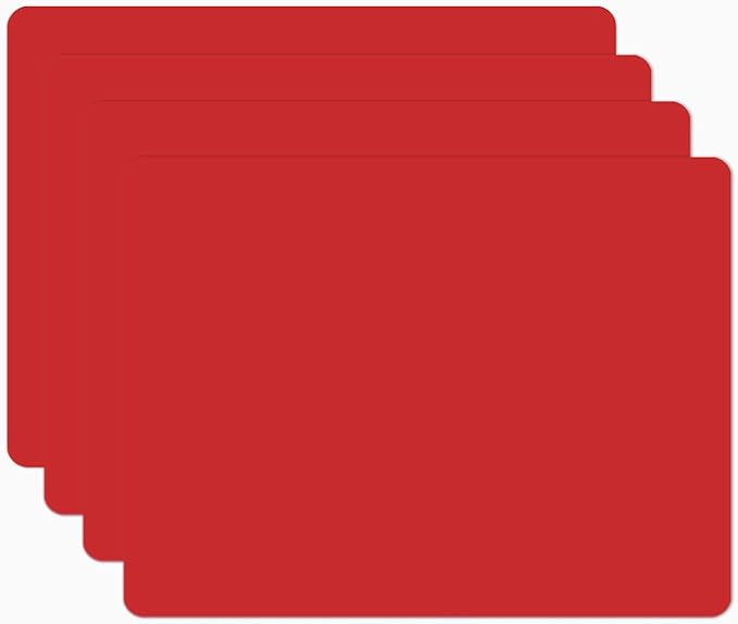 Silicone Placemats, Food-Grade Non-Slip Waterproof, Dining, Stain Resistant, Countertop Protector, Kitchen Counter Mat, Heat Resistant, Baking mat Dishwasher Safe (15.7x11.8Inch-4pack, Red)
