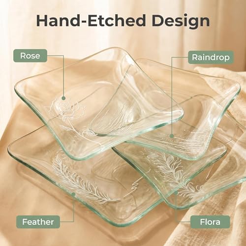 Tempered Glass Plates Set of 4, 8 Inch Appetizer Dessert Plates - Image 2
