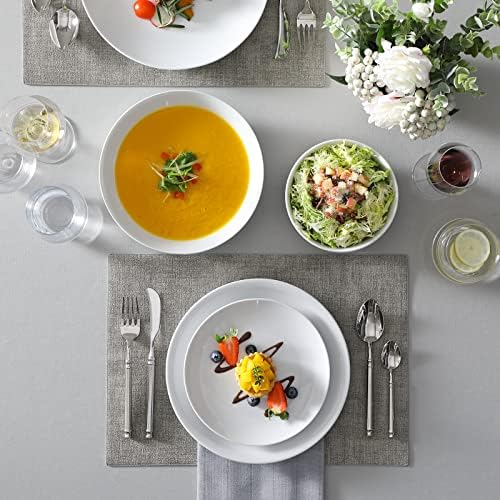MALACASA 24-Piece Porcelain Dinnerware Set, White Round Dish Set for 6 - Image 5