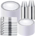 WELLIFE 350 Pieces Silver Disposable Plastic Dinnerware, Includes:50 Dinner Plates, 50 Dessert Plates, 50 Cups, 50 Pre Rolled Napkins with Silver Cutlery by WELLIFE