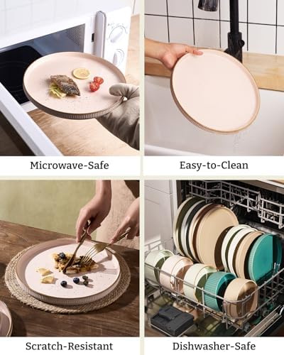 Famiware Plates and Bowls Set with Rim, Stoneware Dinnerware Sets for 4 - Image 5