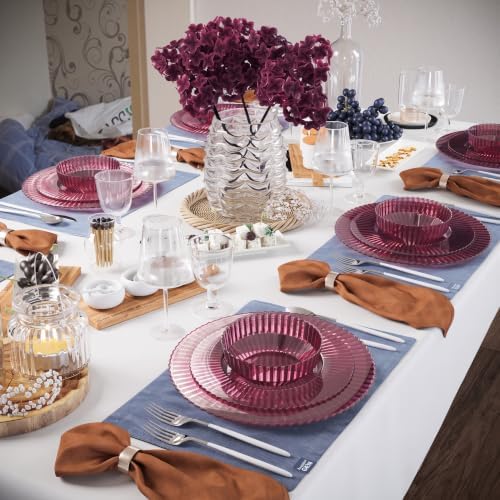 Exquisite 80 Piece Plastic Disposable Plates Set for 40 Guests I 40 X 9 Inch & 40 X 11 Inch Disposable Plastic Plates | Color: Mahagony | Great for Weddings Parties and Formal Occasions - Image 6