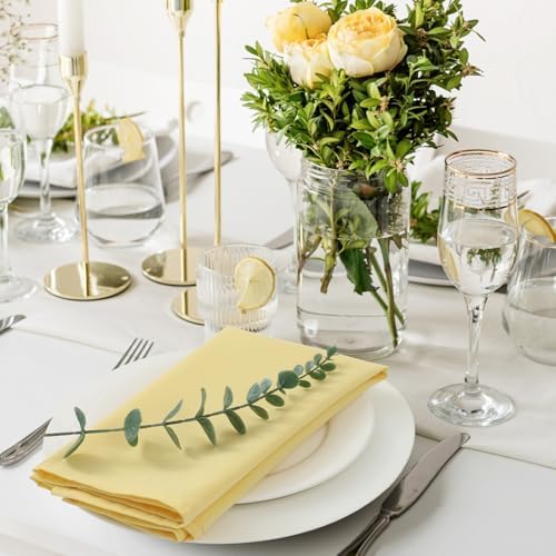 Pale Yellow Cloth Napkins,Soft, Washable(Yellow) - Image 2