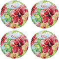 UP Hibiscus Melamine Round Dessert Plates, Small Serving Plates, for Appetizer, Snacks, and Side Dishes, Multicolor, 6 Inch, Set of 4 by UPware