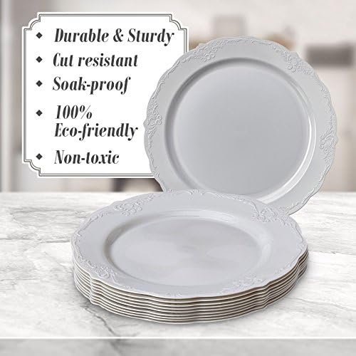 Silver Spoons Disposable Dinnerware Set|Vintage Collection, 10 Servings, Grey (Pack of 2) - Image 5
