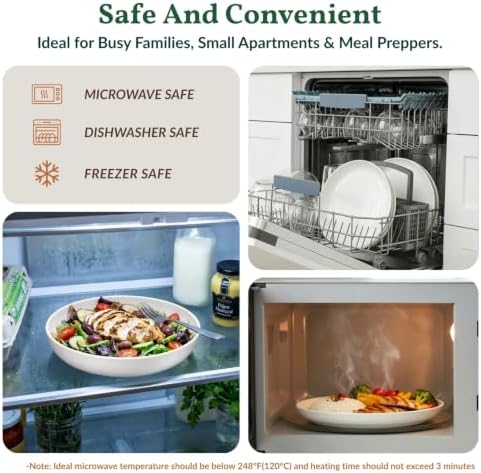 Homienly 12 PCS Wheat Straw Plates 10 Inch Unbreakable Deep Salad Plates Set Microwave Safe Plastic Plates for Apartment, Camping, Gathering Dishwasher Safe Bread & Butter Plates for Dessert (White) - Image 5