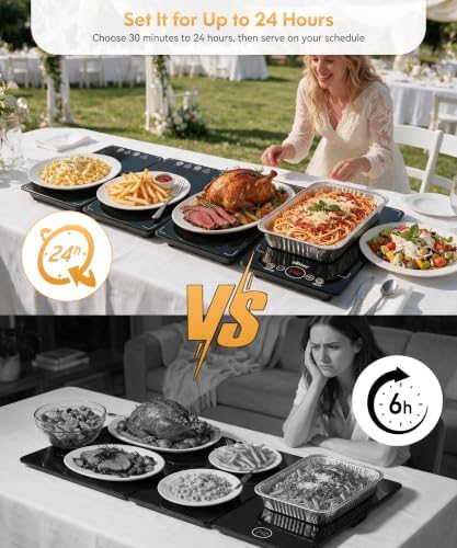 BEDAY Expandable Electric Warming Tray, 4 Pcs Buffet Food Warmer - Image 6