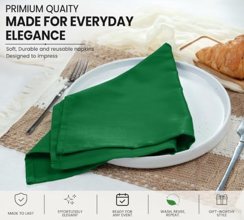 Ruvanti Cloth Napkins Set of 6, Cotton Enrich 18”x18” - Dark Green - Image 4