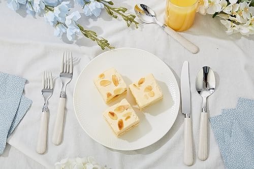 ANNOVA Silverware Set Stainless Steel Colorful Tableware Kitchen Flatware Set Utensils, Includes Dinner Knives, Forks, Spoons, Salad Forks & Dessert Spoons (Wood, 20 Pieces) - Image 2