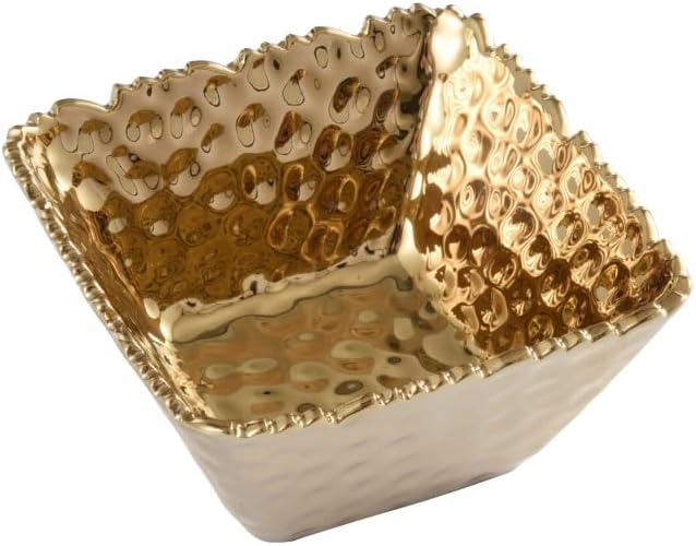 Pampa Bay CER-2733-G Small Square Snack Bowl in Golden Millennium, 5-inch Square, Porcelain