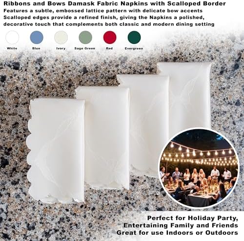 Newbridge Holiday Ribbons Bows Ivory Napkins, Set of 4 - Image 2