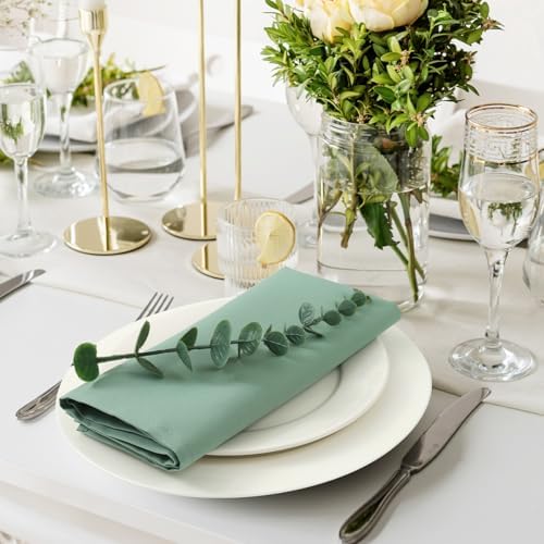 Cloth Napkins Set of 8,18x18 inch,Dinner Napkins Made of 100% Microfiber,Washable, Iron Free,Soft,Wrinkless,Easy to Fold(sage) - Image 2