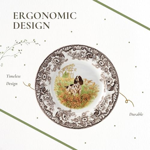 Spode Woodland Hunting Dogs English Springer Spaniel Salad Plate - 8 Inch Fine Earthenware, Dishwasher, Microwave & Warm Oven Safe to 225°F - Made in England Rustic Wildlife Tableware - Image 6