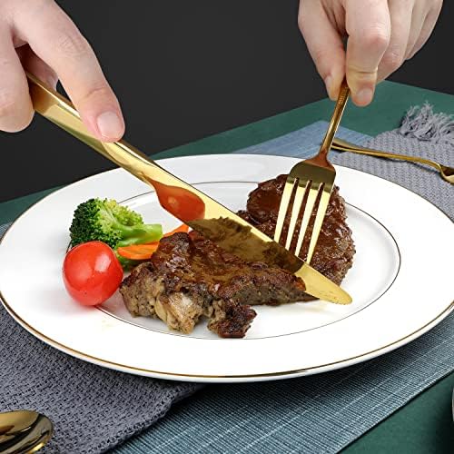 Gold Silverware Set, OGORI 30-Piece Gold Forged Stainless Steel Flatware Set with Square Handle, Service of 6 - Image 5