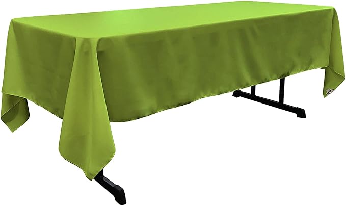 LA Linen Polyester Poplin Washable Rectangular Tablecloth, Stain and Wrinkle Resistant Table Cover 60x108, Fabric Table Cloth for Dinning, Kitchen, Party, Holiday 60 by 108-Inch, Lime