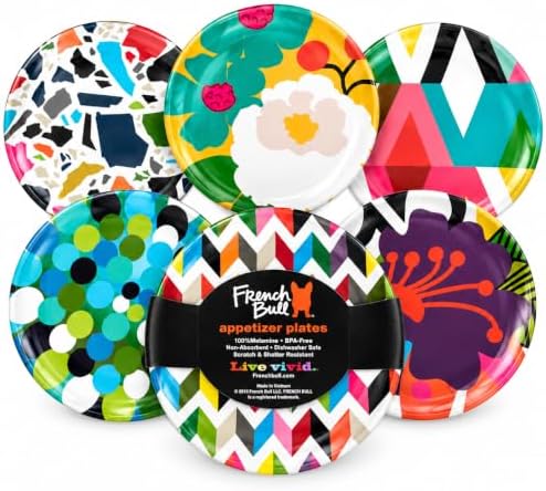 French Bull Melamine Assorted Plates-6 Piece Set -Melamine Dinnerware-Platter, Serving, Party, Platter, Dish (6" Appetizer Plate, Assorted) by FrenchBull