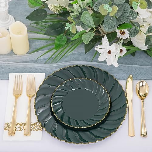 YOUBET 150PCS Emerald Green Plastic Plates for Party Wedding - Image 5