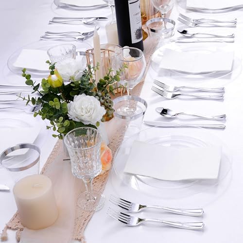 Bestluck 100PCS Clear Plastic Plates, Clear Disposable Plates for 50 Guests - Image 3