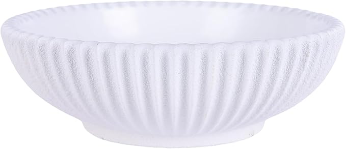 DOVDOV White ruffled-edge decorative bowl, large modern fruit bowl, home decor bowl for kitchen counter, coffee table, or entryway table, minimalist key holder and centerpiece fruit bowl.