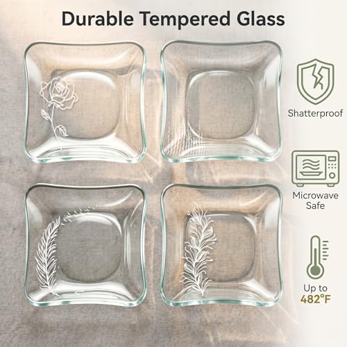 Tempered Glass Plates Set of 4, 8 Inch Appetizer Dessert Plates - Image 6