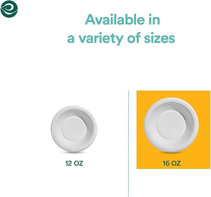 ECO SOUL 100% Compostable 16 Oz Soup Bowls [1000-Pack] Disposable dessert bowls I Heavy duty paper bowl I Eco-friendly salad bowl I Biodegradable large Bowls - Pearl White