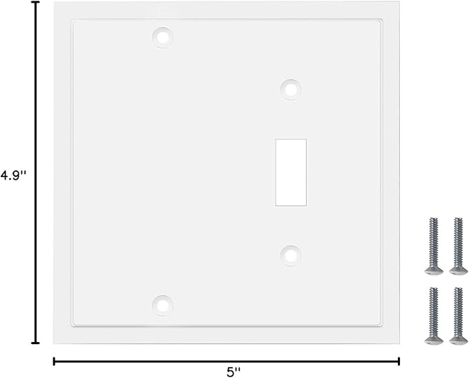 Henne Bery Modern Edge Decorative Wall Plate Switch Plate Outlet Cover, Durable Solid Zinc Alloy (Blank/Toggle, White)