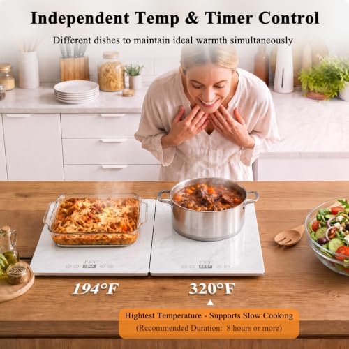 FYY Electric Warming Tray - 2-Panel Food Warmers for Parties Buffet Marble - Image 3