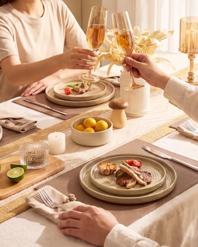 Stoneware Dinnerware Sets, Plates, Bowls, Dishes Set for 8 - Image 2