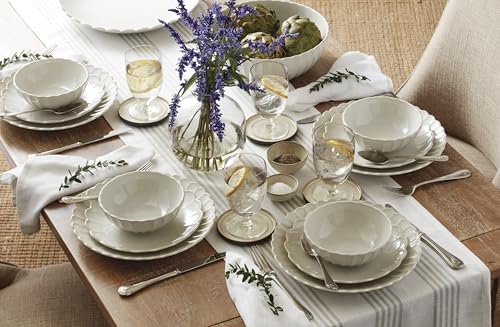 Lenox French Perle Scallop White Stoneware 18-Piece Dinnerware Set for 6 - Image 3