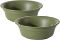 Ceramic 7.1inch Set of 2 Dog Bowls for Medium Dogs, 2pcs Basic 2.5 Cup Food or 24 oz Water Dishes for Replacement, Wide Opening Rounded Edge(2 Bowls, Olive Green)