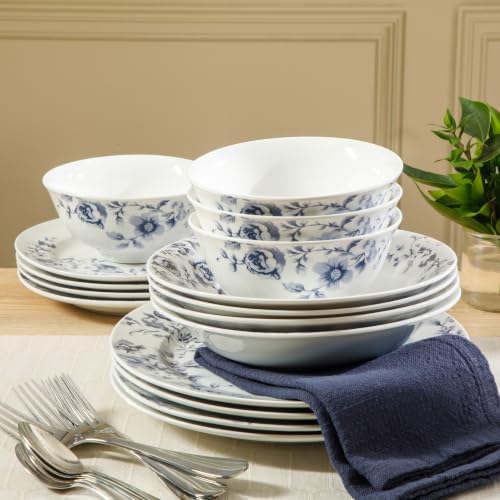 Martha Stewart Plates and Bowls Set, 16 Piece Dinnerware Set for 4, Pink - Image 2