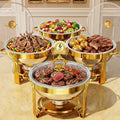 Chafing Dishes for Buffet, 6QT 4 Pack Round with Glass Lid, Gold by IMXSUMDA
