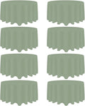 8 Pack Sage Green Round Tablecloth 90 Inch Stain and Wrinkle Resistant Round Sage Green Table Cloth Reusable and Washable Polyester Fabric Table Covers for Buffet Wedding Party and Banquet