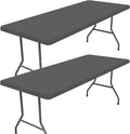 Spandex 6 Foot Rectangle Table Cloth 2 Pack, Elastic Fitted Tablecloths for Picnic, Stretch Washable Patio Table Cover for Outdoor, Camping, Banquet and Parties (Dark Grey, 30"x72")