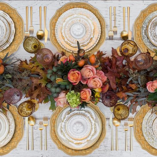 MAONAME Antique Gold Charger Plates Set of 6, 13" Moroccan Plate Chargers - Image 5