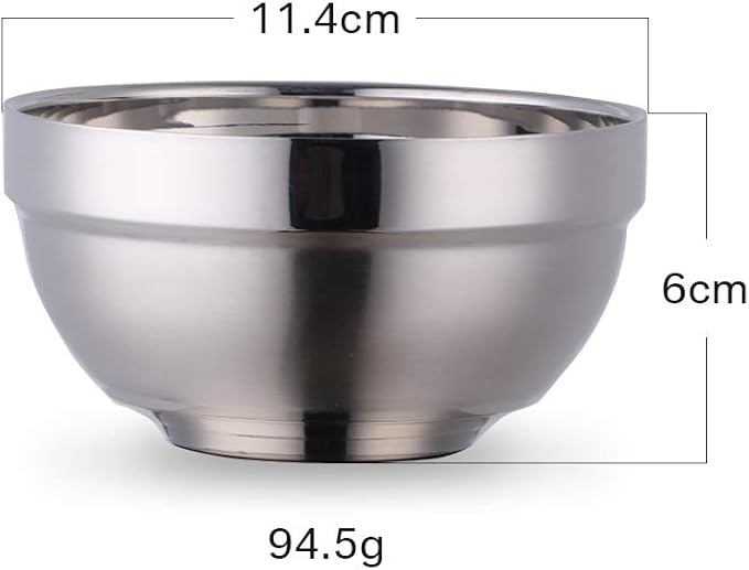 10pcs stainless Steel Bowls Set，4.48Inches Double Walled Insulated Large Serving Rice Cereal Salad noodle，350ml Unbreakable Deep Bowl for kitchen Restaurant，Dishwasher Safe