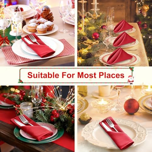 Hiasan Cloth Napkins Set of 6, 18 x 18 Inch, Red - Image 6