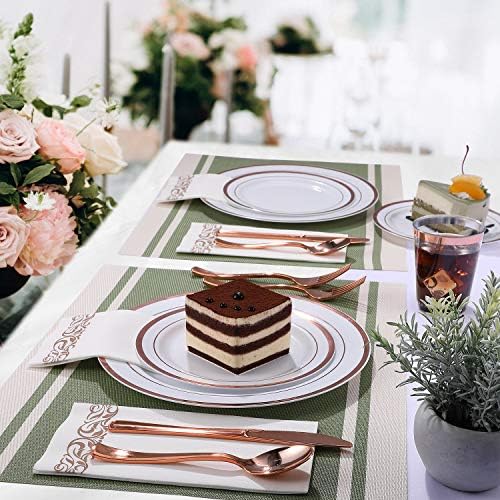 FOCUSLINE 175 Pieces Rose Gold Dinnerware Set for 25 Guests - Image 5