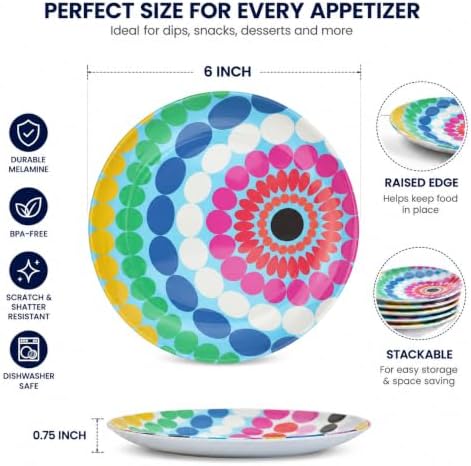French Bull Melamine Assorted Plates-6 Piece Set -Melamine Dinnerware-Platter, Serving, Party, Platter, Dish (6" Appetizer Plate, Bauble) - Image 5