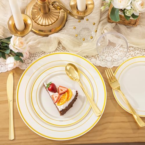WELLIFE 350PCS Ivory Plastic Plates for 50 Guests -Thanksgiving Plates,Thanksgiving Decorations,Disposable Plate for Party and Wedding - Image 3