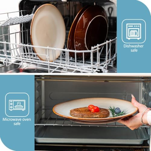 Dinner Plates Set of 6, 10 Inch Ceramic Plates – Porcelain Dinner Plates for Kitchen, Serving & Everyday Use, Microwave & Dishwasher Safe, 25.4Cm（Beige ） - Image 6