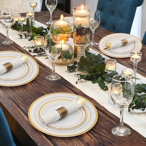 Goodluck 490 Piece Gold Plastic Dinnerware Set for 70 Guests - Image 7