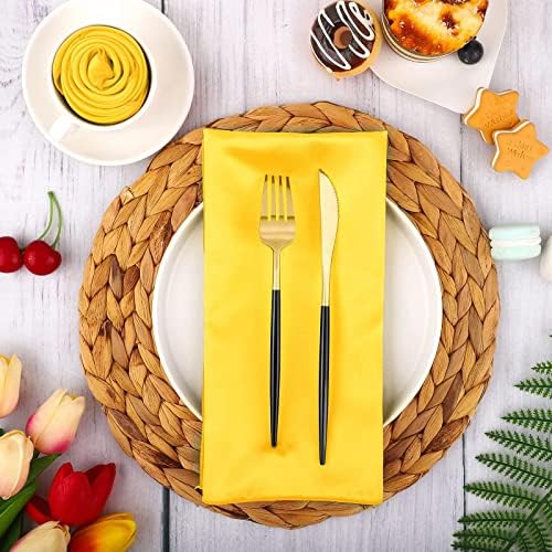 ANECO 16 Pack Square Satin Napkin Bright Silk Table Napkin Soft Smooth Fabric Table Napkin for Wedding Banquet Party Decoration, Yellow, 20 x 20 Inch - Image 6
