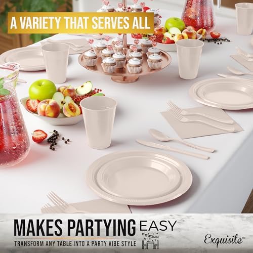 Exquisite 350 Pcs Ivory Plates and Napkins Party Supplies Plate Sets - Image 4