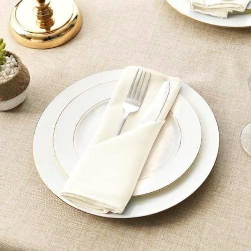 Hiasan Cloth Napkins Set of 6, 20 x 20 Inch, Ivory - Image 3