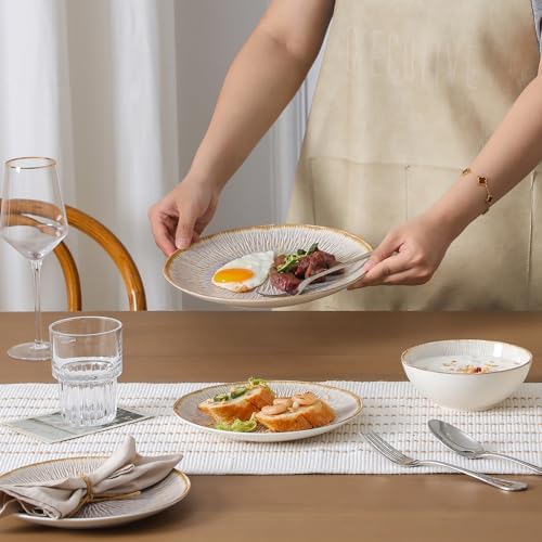 DOMICREVERY Ceramic Dinnerware Sets for 4, 12 pcs Plates and Bowls Sets - Image 6